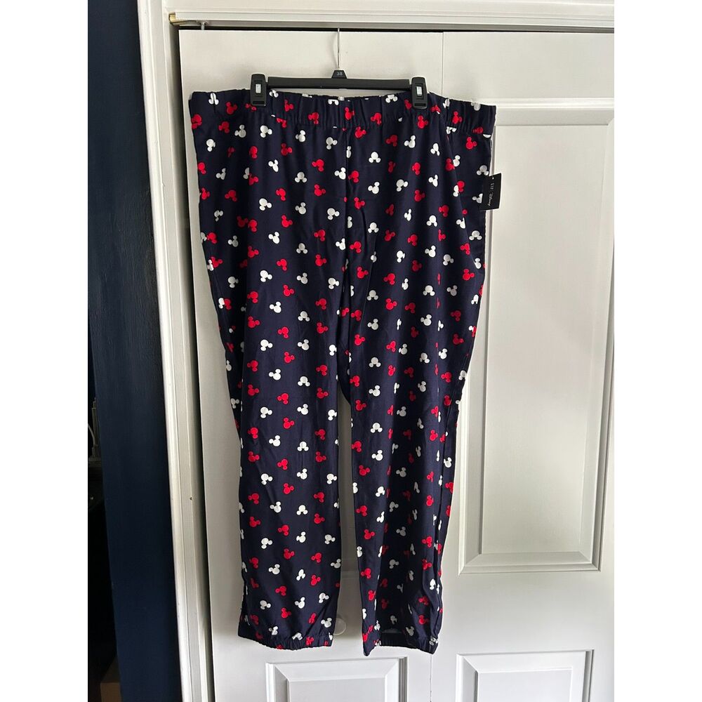 GAP x Disney Women's Mickey Mouse Head Print Pajama Pants Navy Blue XXL NWT